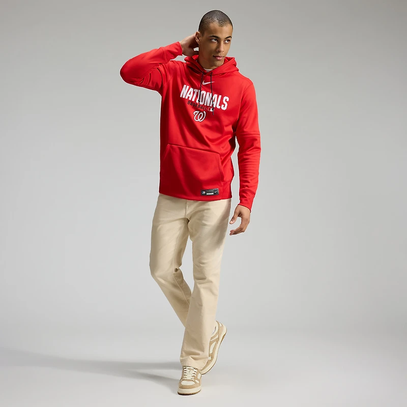 Sweat à capuche Nike Therma-FIT Authentic Collection rouge Washington Nationals pour homme