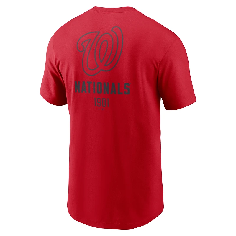 T-shirt Nike rouge Washington Nationals avec grand logo dans le dos pour homme
