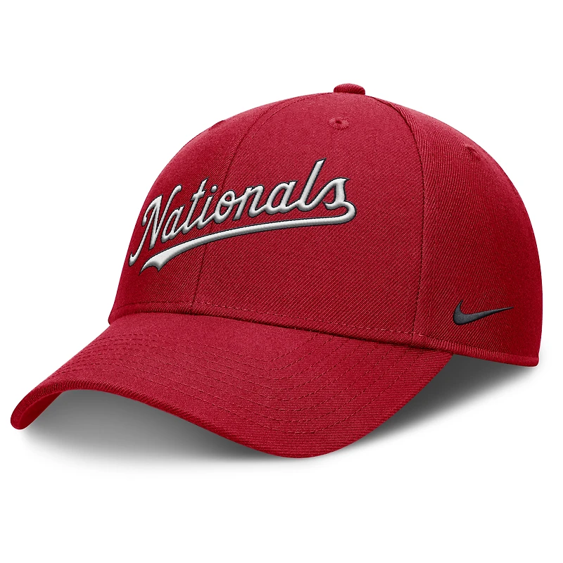 Casquette ajustable Nike Washington Nationals Rise Gaberdine pour homme, rouge