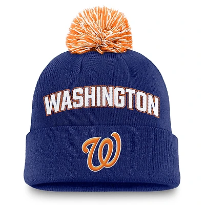 Men's Nike Royal Washington Nationals Peak Cuffed Knit Hat with Pom