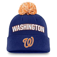 Men's Nike  Royal Washington Nationals Peak Cuffed Knit Hat with Pom