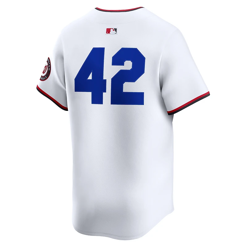 Maillot Nike blanc pour homme des Washington Nationals Domicile 2025 Jackie Robinson Day Limited