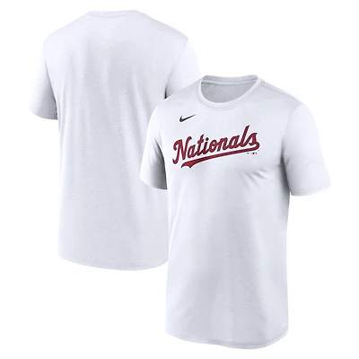 T-shirt Nike Dri-FIT blanc pour homme, Washington Nationals, logo New Legend