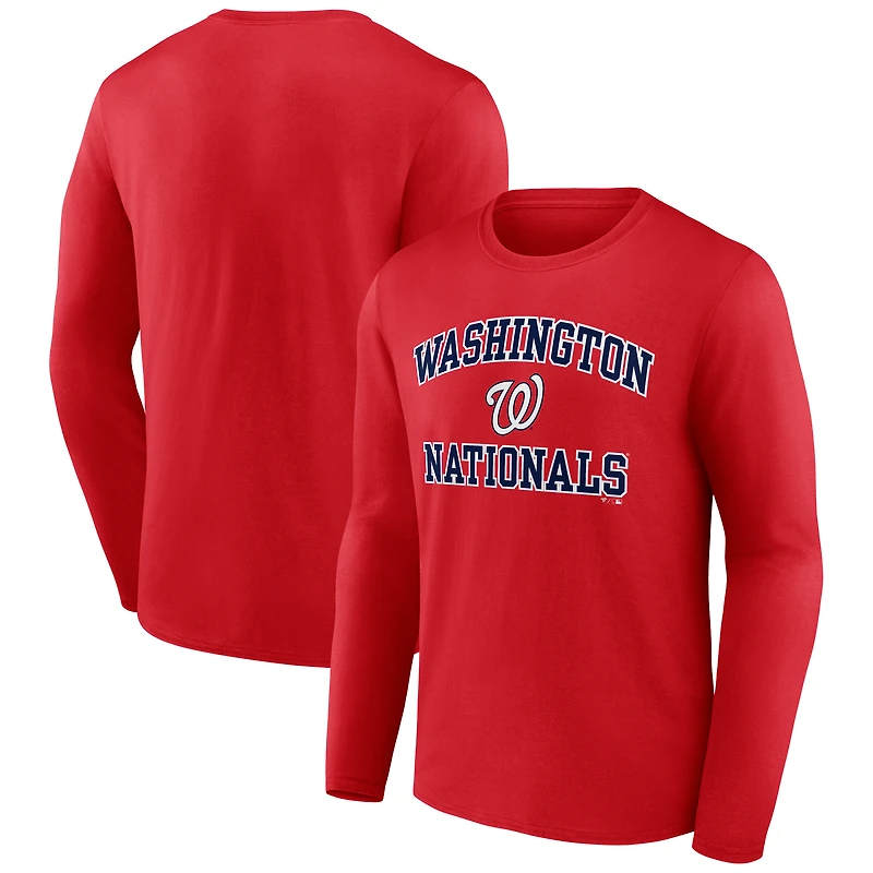 Men's  Red Washington Nationals Heart & Soul Long Sleeve T-Shirt