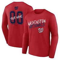 T-shirt à manches longues pour homme Washington Nationals Hustle rouge, personnalisé avec nom et numéro