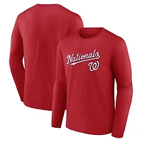 T-shirt rouge à manches longues pour homme des Washington Nationals