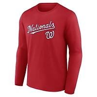 Men's  Red Washington Nationals Team Lockup Long Sleeve T-Shirt