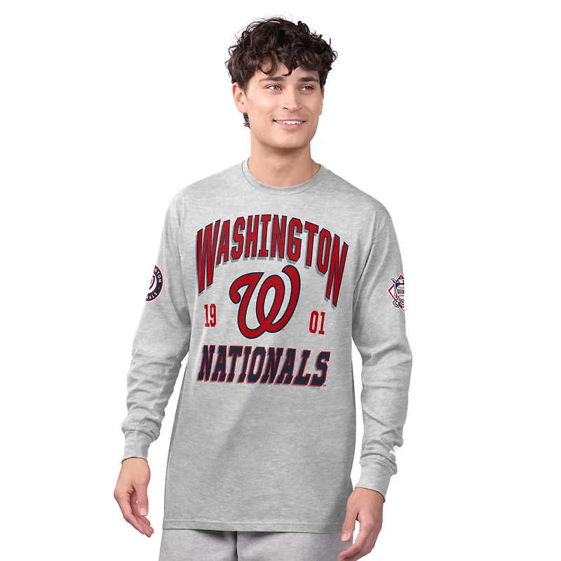 Men's Starter  Heather Gray/Red Washington Nationals Two-Pack Long Sleeve & Short T-Shirt Set