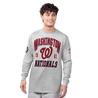 Men's Starter  Heather Gray/Red Washington Nationals Two-Pack Long Sleeve & Short T-Shirt Set