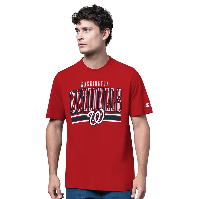 Ensemble de deux t-shirts à manches longues et courtes Starter pour homme, gris chiné/rouge