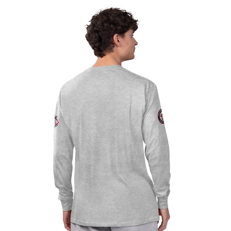 Men's Starter  Heather Gray/Red Washington Nationals Two-Pack Long Sleeve & Short T-Shirt Set