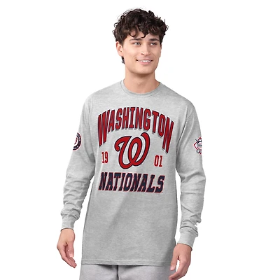 Men's Starter  Heather Gray/Red Washington Nationals Two-Pack Long Sleeve & Short T-Shirt Set