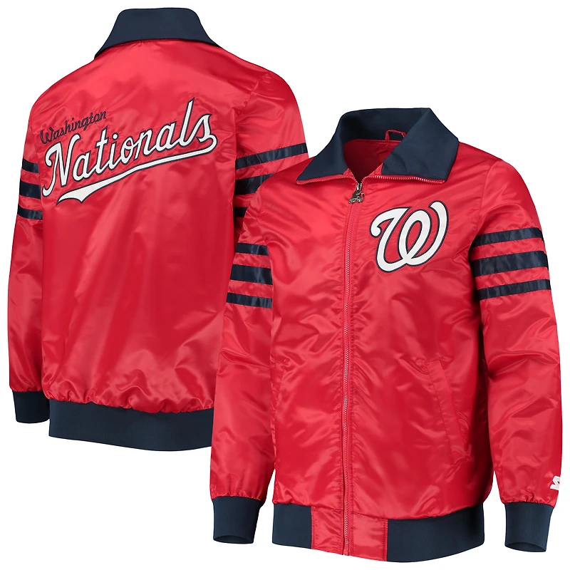 Veste Varsity à glissière intégrale Captain II des Nationals de Washington Starter pour hommes, rouge