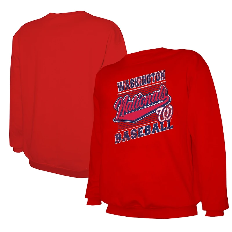 Sweat-shirt ras du cou léger rouge Stitches pour homme des Nationals de Washington