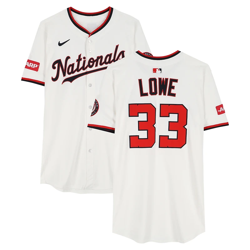 Nathaniel Lowe Washington Nationals Game-Used #33 White Jersey Worn During Games Played on April 22 and 28, and May 11, 2025