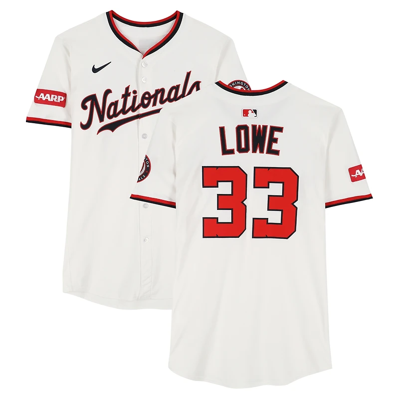 Nathaniel Lowe Washington Nationals Game-Used #33 White Jersey Worn During Games Played on April 22 and 28, and May 11, 2025