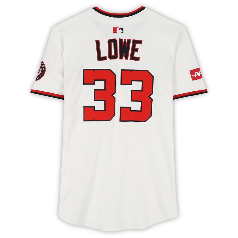 Nathaniel Lowe Washington Nationals Game-Used #33 White Jersey Worn During Games Played on April 22 and 28, and May 11, 2025