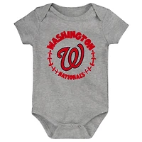 Lot de 3 bodys pour nouveau-nés et nourrissons bleu marine/blanc/gris chiné Washington Nationals Biggest Little Fan