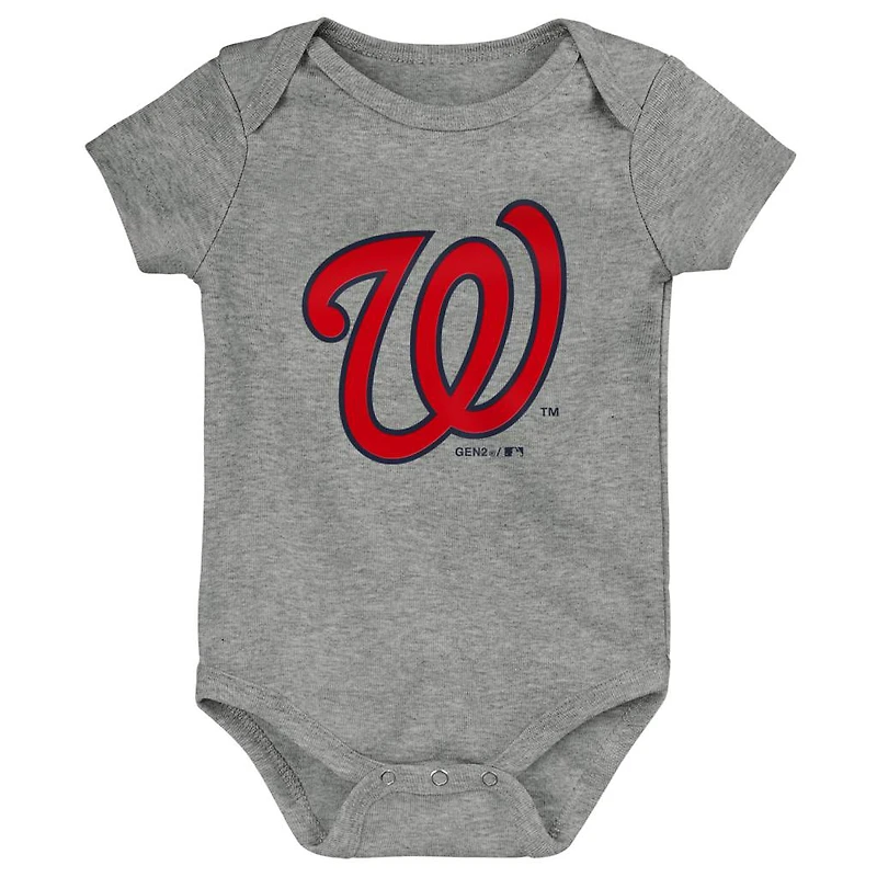 Newborn & Infant Red/Navy/Gray Washington Nationals Born To Win 3-Pack Bodysuit Set