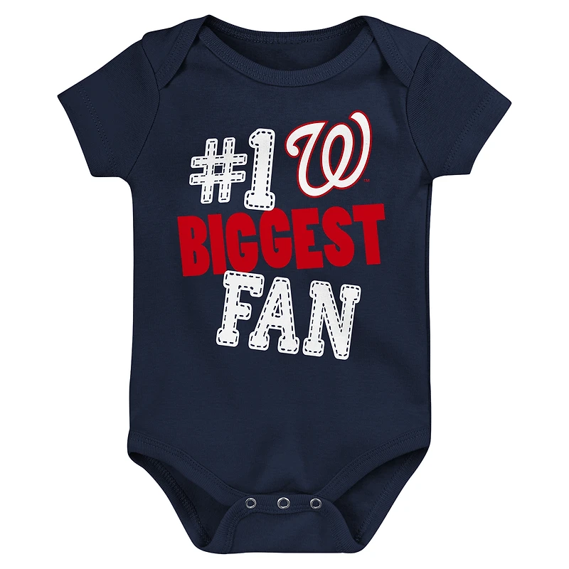 Ensemble de 3 bodies fanions Washington Nationals pour nouveau-nés et nourrissons