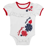 Newborn White/Red Washington Nationals Sweet Catcher 3-Piece Bodysuit, Headband and Skirt Set