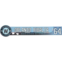 Plaque nominative Blue City Connect n° 64 des Washington Nationals, remise au joueur pour la saison 2025 de la MLB