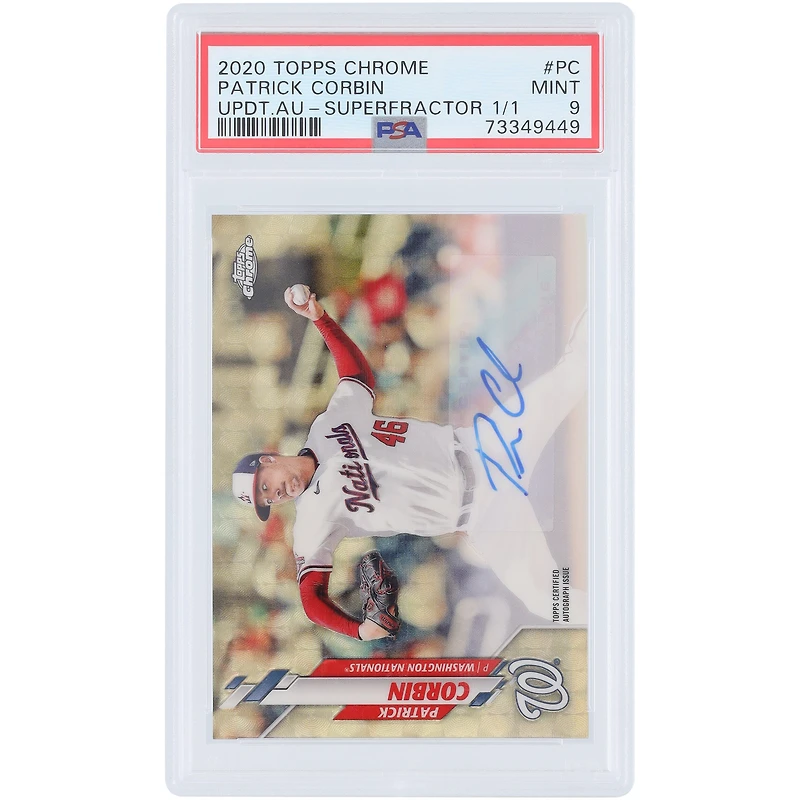 Patrick Corbin Washington Nationals Autographié 2020 Topps Chrome Update Superfractor #USA-PC #1/1 PSA Authentifié Mint 9 Carte