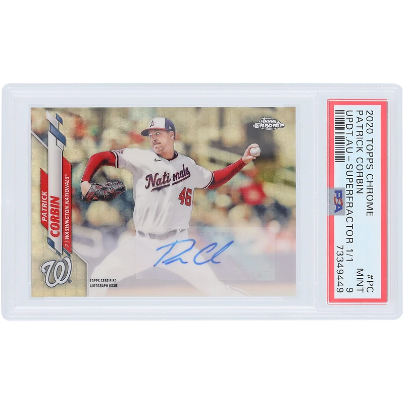 Patrick Corbin Washington Nationals Autographié 2020 Topps Chrome Update Superfractor #USA-PC #1/1 PSA Authentifié Mint 9 Carte