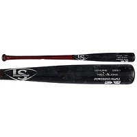 Batte de baseball noire et rouge cassée de Paul DeJong, utilisée par les Nationals de Washington lors du match contre les Marlins de Miami, le 11 avril 2025