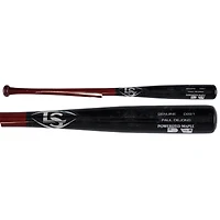 Batte de baseball Louisville Slugger noire et rouge de Paul DeJong, utilisée par les Nationals de Washington lors du match contre les Phillies de Philadelphie, le 27 mars 2025.