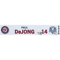 Plaque signalétique n° 14 de Paul DeJong, joueur des Nationals de Washington, lors de l'entraînement de printemps 2025 de la MLB