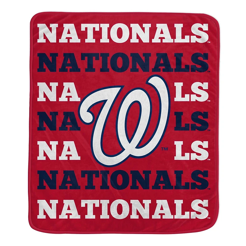 Couverture en peluche Pegasus Washington Nationals 60'' x 70'' Repeat Refresh Wordmark