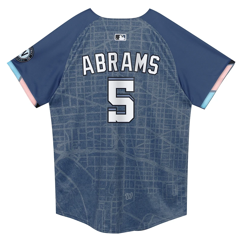 Maillot de joueur Nike CJ Abrams bleu des Nationals Washington City Connect 2025 en édition limitée pour enfant