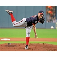 Photographie non signée de Stephen Strasburg, lanceur des Nationals Washington, lors la Série mondiale 2019