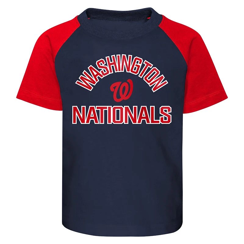 Toddler Navy/Heather Gray Washington Nationals Two-Piece Groundout Baller Raglan T-Shirt & Shorts Set