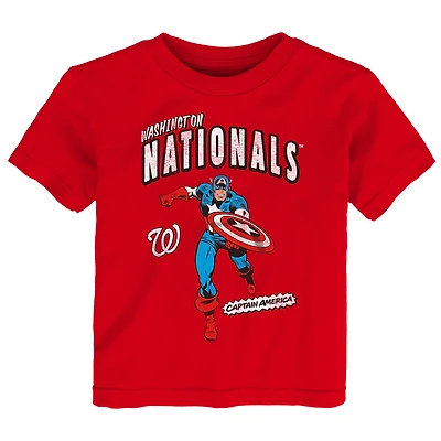 T-shirt rouge Captain America Marvel de l'équipe des Nationals Washington pour tout-petits