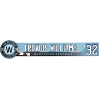 Plaque nominative Blue City Connect n° 32 de Trevor Williams, joueur des Washington Nationals, saison 2025 de la MLB