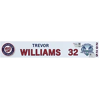 Trevor Williams, plaque signalétique n° 32 des Washington Nationals, émise par le joueur lors de l'entraînement de printemps 2025 de la MLB