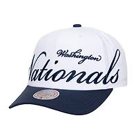 Unisex Mitchell & Ness White/Navy Washington Nationals XL Script Pro Crown Adjustable Hat