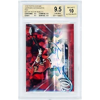 Victor Robles Washington Nationals Autographed 2018 Topps Chrome Sapphire Red #AC-VR #4/10 BGS Authenticated 9.5/10 Rookie Card - 9.5,9.5,9.5,9.5 Subgrades