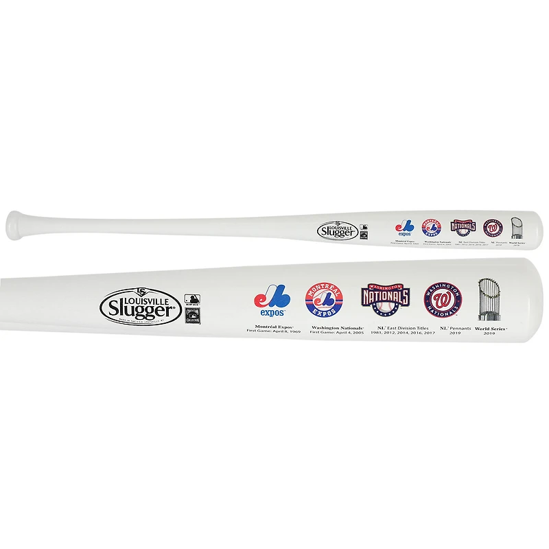 Batte de baseball Louisville Slugger 34" argentée pleine grandeur des champions de la série mondiale 2019 des Nationals de Washington - Exclusivité Fanatics