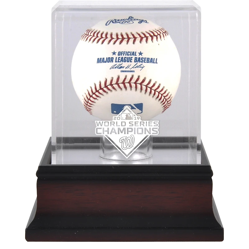 Vitrine de présentation de baseball avec logo en acajou des champions de la série mondiale 2019 des Nationals de Washington