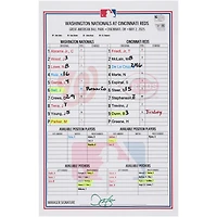 Washington Nationals Game-Used Lineup Card vs. Cincinnati Reds on May 2, 2025