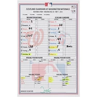 Washington Nationals Game-Used Lineup Card vs. Cleveland Guardians on May 7, 2025