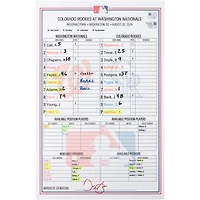 Washington Nationals Game-Used Lineup Card vs. Colorado Rockies on August 20, 2024