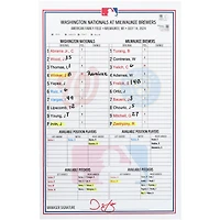 Washington Nationals Game-Used Lineup Card vs. Milwaukee Brewers on July 14, 2024