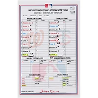 Washington Nationals Game-Used Lineup Card vs. Minnesota Twins on July 27, 2025
