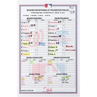 Washington Nationals Game-Used Lineup Card vs. Philadelphia Phillies on August 16, 2024