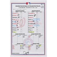 Washington Nationals Game-Used Lineup Card vs. Philadelphia Phillies on May 17, 2024