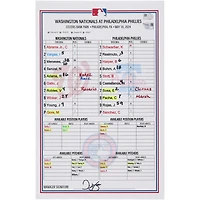 Washington Nationals Game-Used Lineup Card vs. Philadelphia Phillies on May 18, 2024